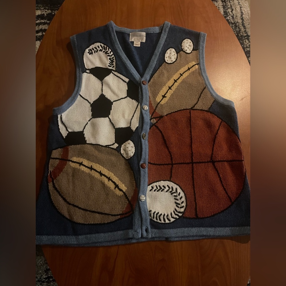Christopher & Banks Blue Sports-Themed Vest